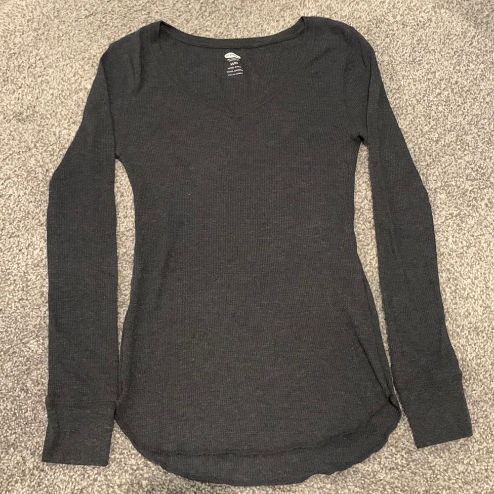 Charcoal waffle knit fitted thermal XS Old Navy